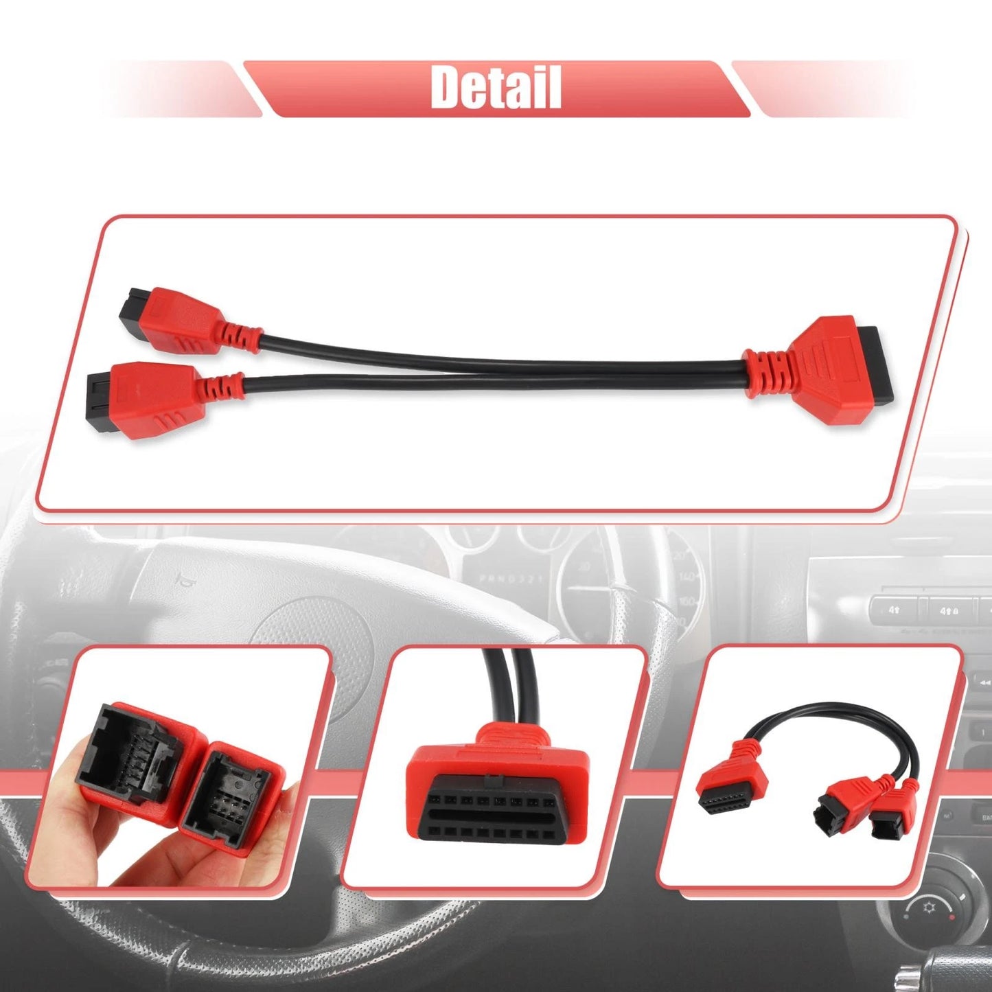 2x OBD Cable Adaptor Diagnostic Cable Connector for Chrysler Dodge