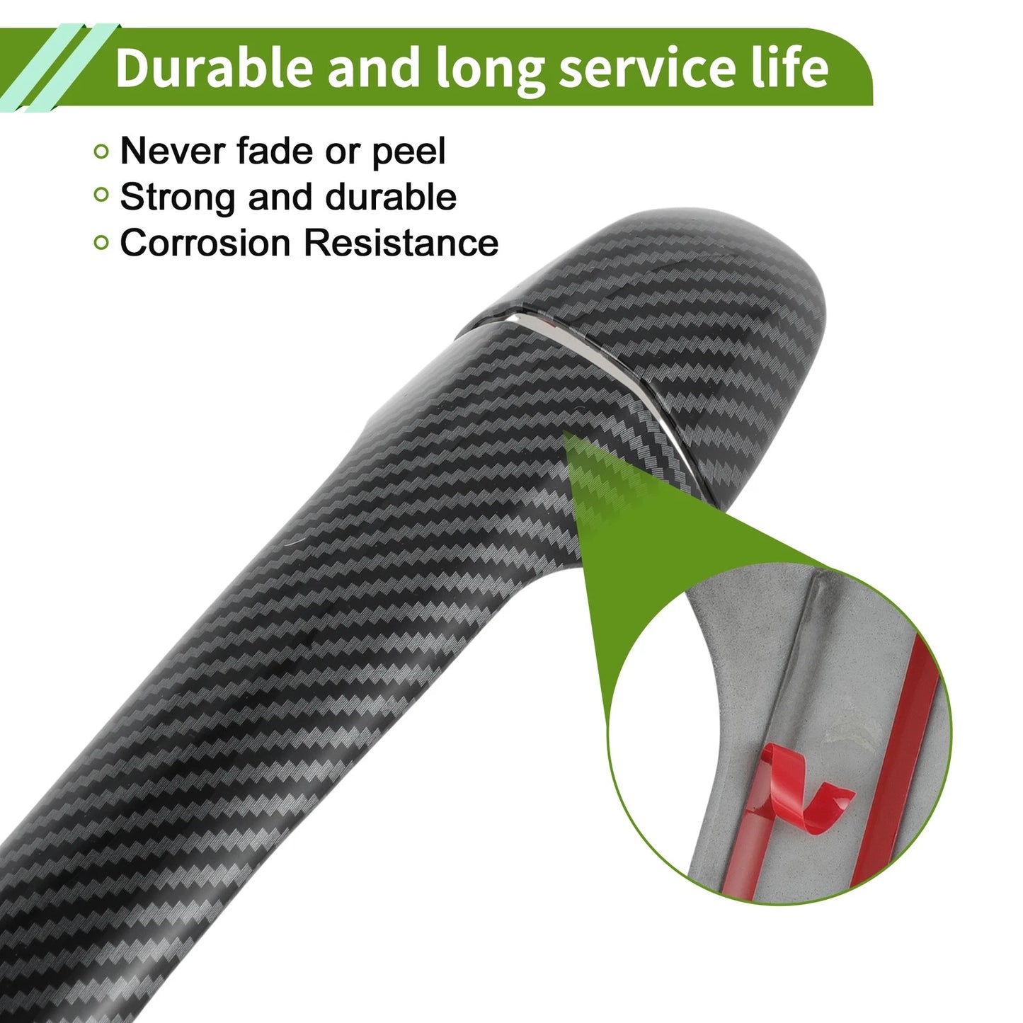 Carbon Fiber Black Exterior Door Handle Cover Trim for Toyota Highlander (15-19)