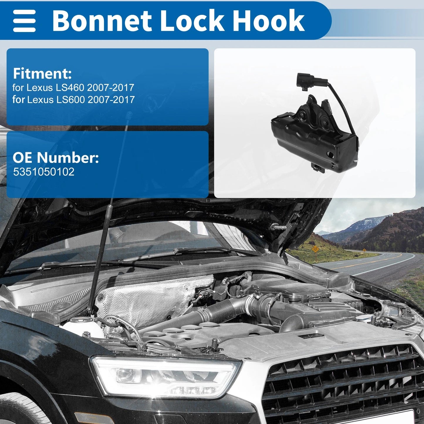 Hood Latch Assembly for Lexus LS460 (2007-2017) 1 x Quality Replacement