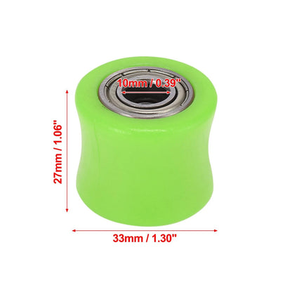 10mm Chain Roller Pulley Tensioner Wheel Guide Green for Motorcycle