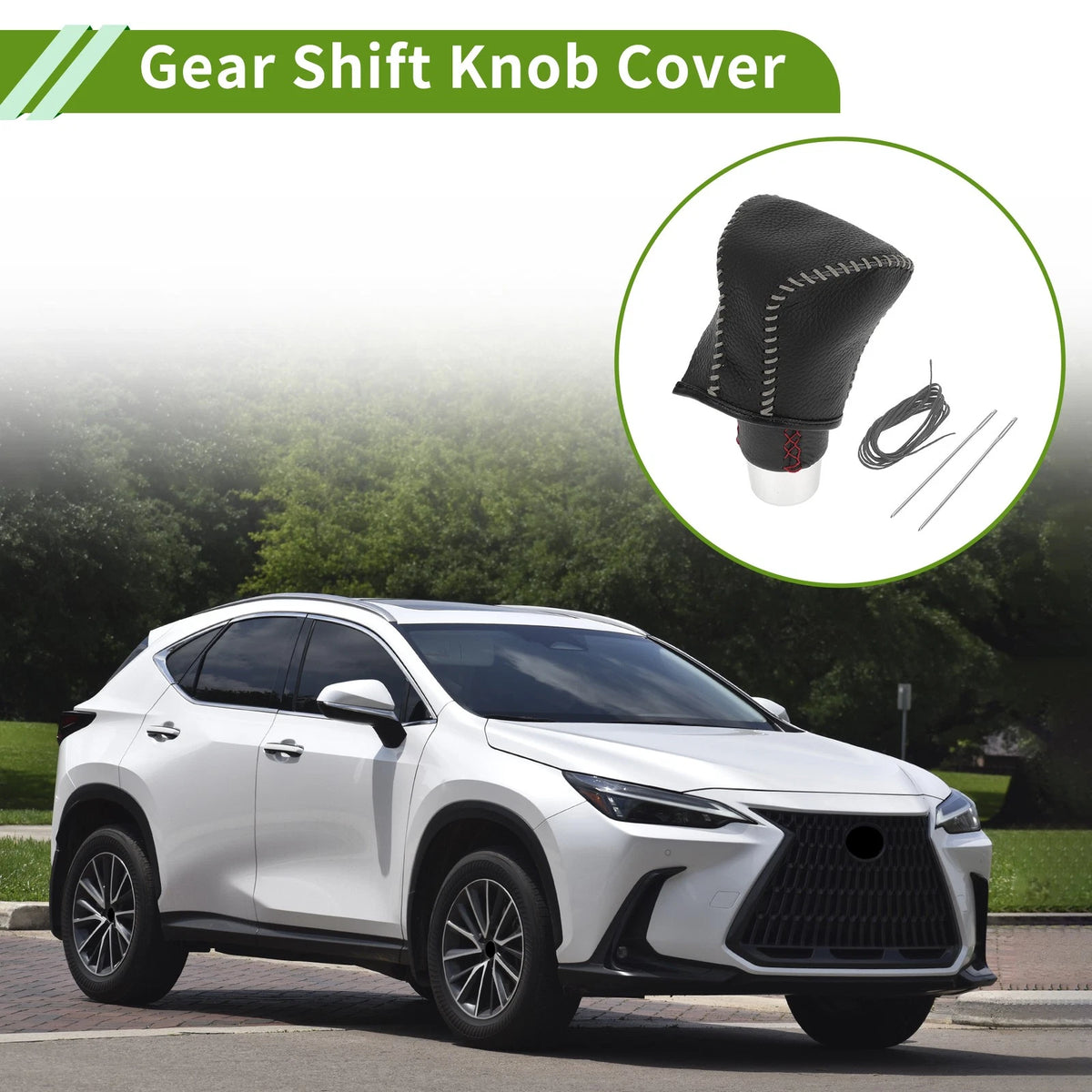 Car Gear Shift Knob Cover for Lexus ES300h 2018-2023 Pebbled Black Grey