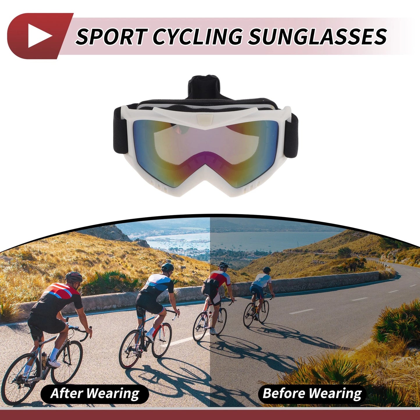 1Pc Motorcycle Riding Goggles for PC Cycling Sunglasses