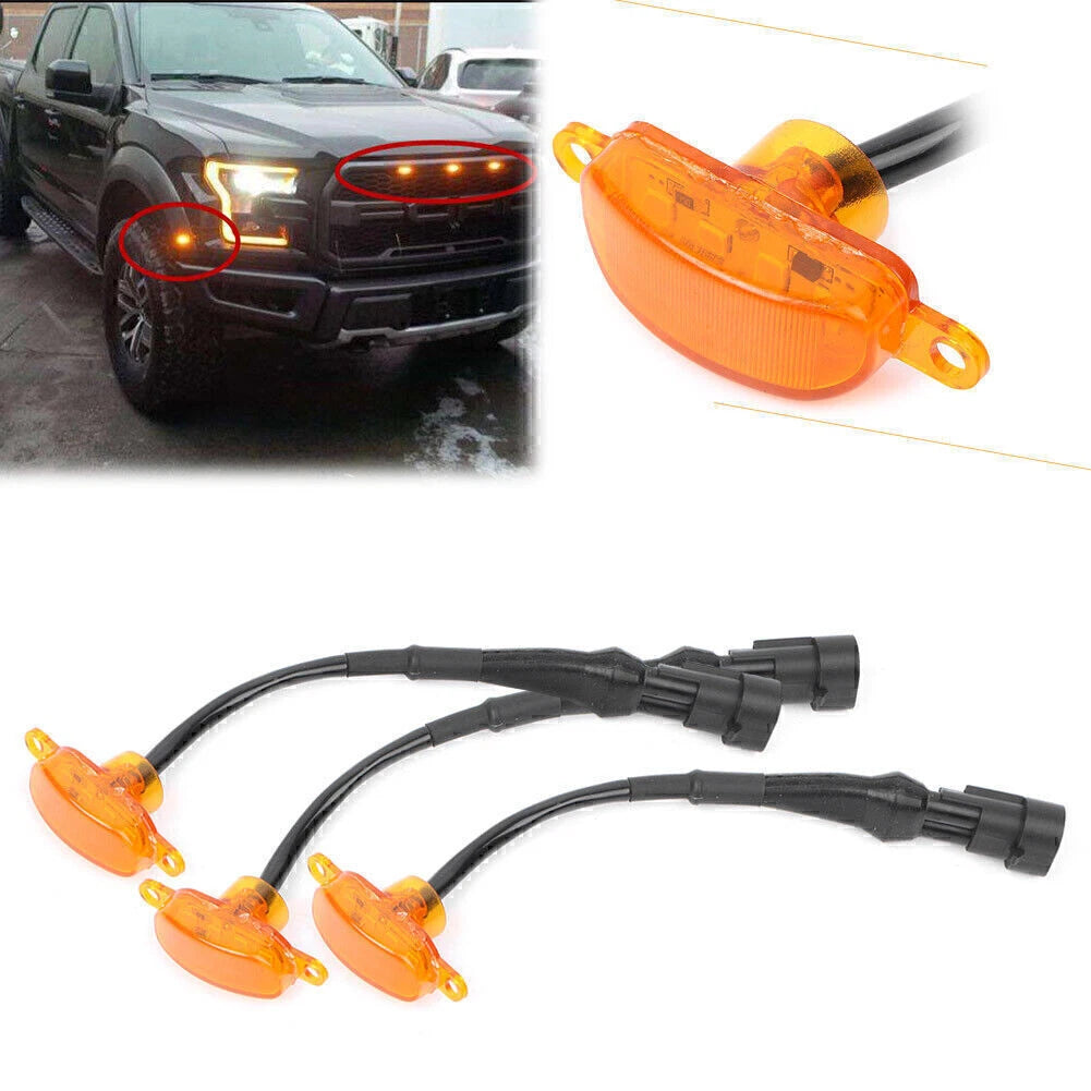 3 x Auto Upper Front Amber LED Lights for Ford F150 (2015-2023)