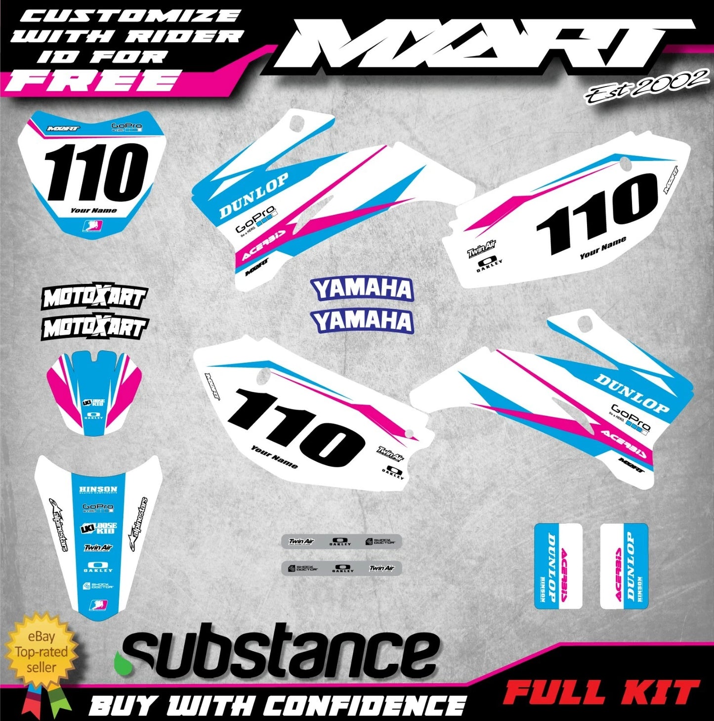 Custom Graphic Kit Decals Stickers for Yamaha TTR 110