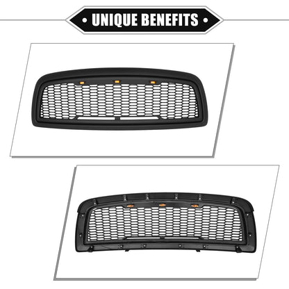 Front Grille Assembly with LED Lights for Dodge Ram 3500 Matte Black (2010)