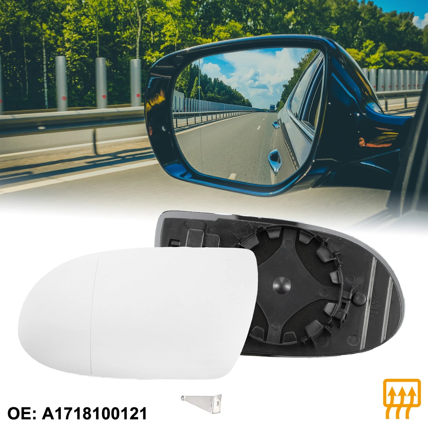 Heated Left Side Rearview Mirror Glass for Mercedes-Benz SL500 SL550 (2003-2009)