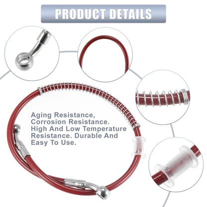 Brake Line 23.62" 10mm Stainless Steel Red Oil Hose Pipe for Motorcycle
