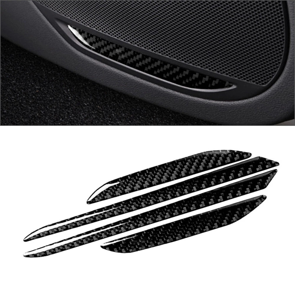 Carbon Fiber Black Interior Door Horn Panel Cover Trim for Audi A4 A5 (2008-2016)