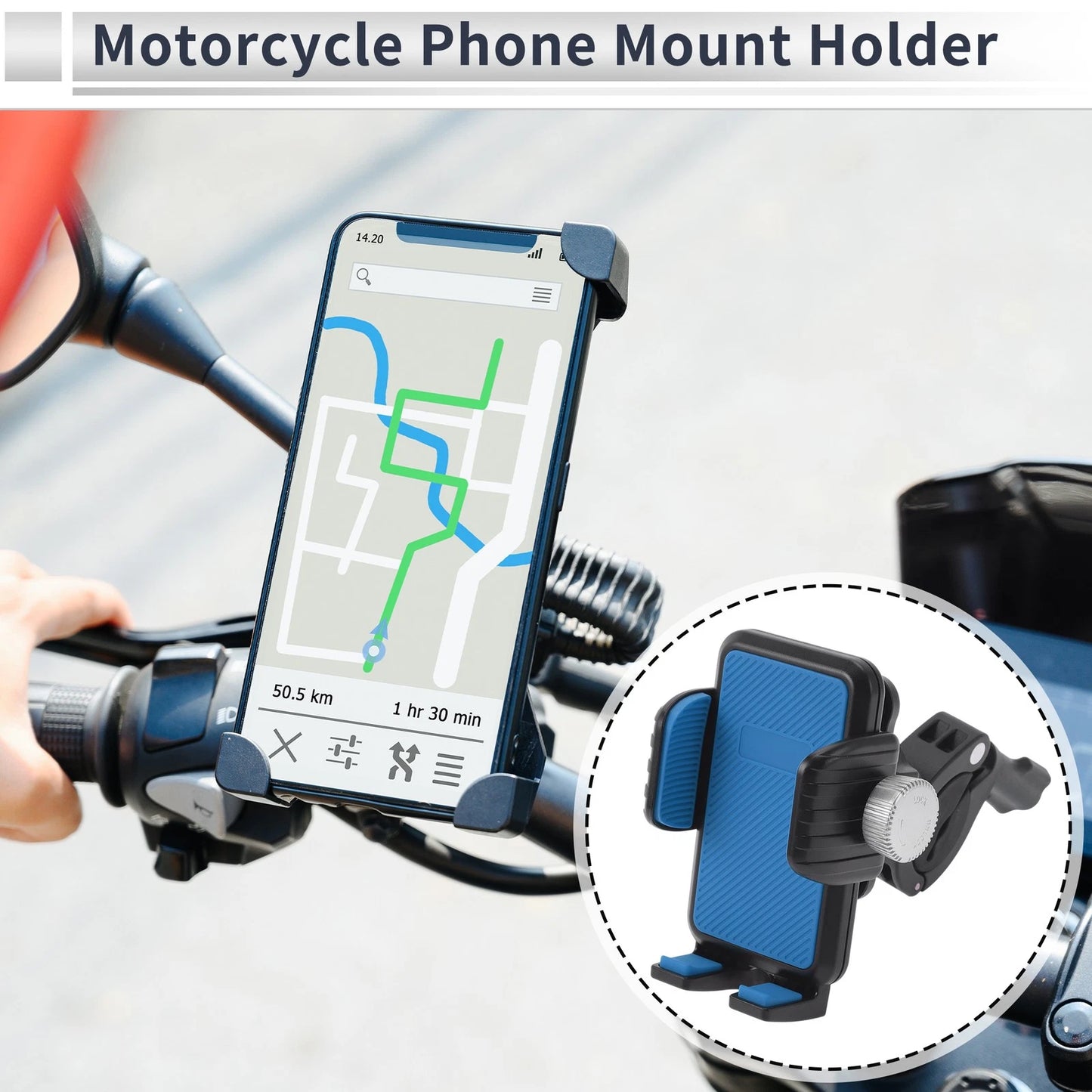 Phone Mount Holder 4.7-7.2in for Motorcycle Blue