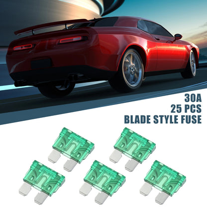 25pcs 30A Blade Style Fuses for Car Boat Truck SUV Motorcycle Green