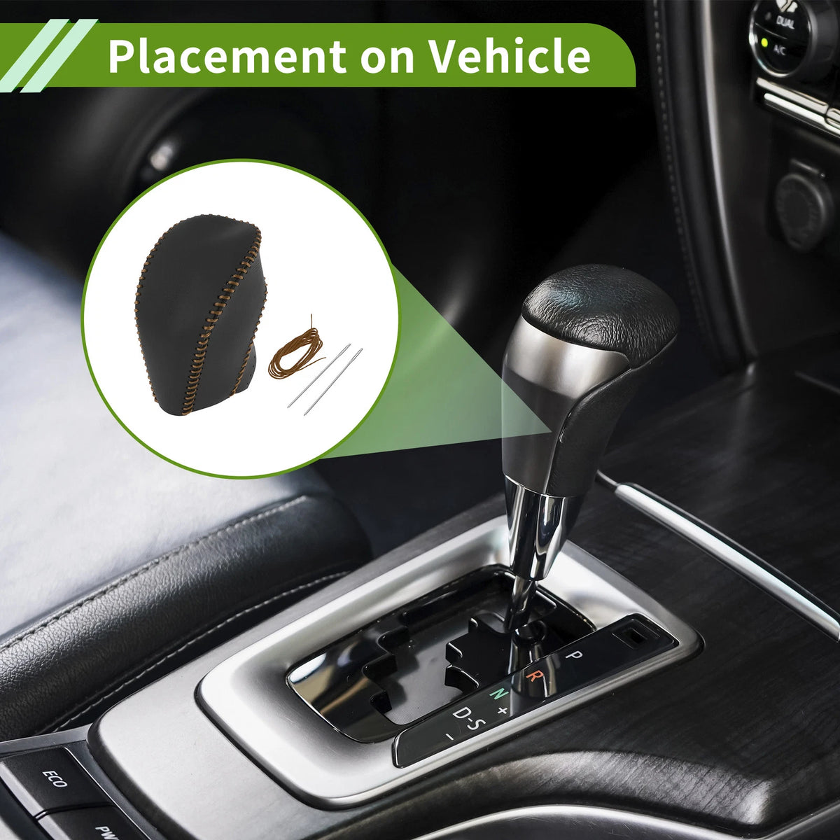 Gear Shift Knob Cover for Toyota Highlander 2008-2013 Black Brown