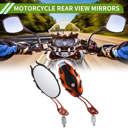 M8/M10 1set Motorcycle Rear View Mirrors Oval Shape Orange Aluminum Alloy for All Models