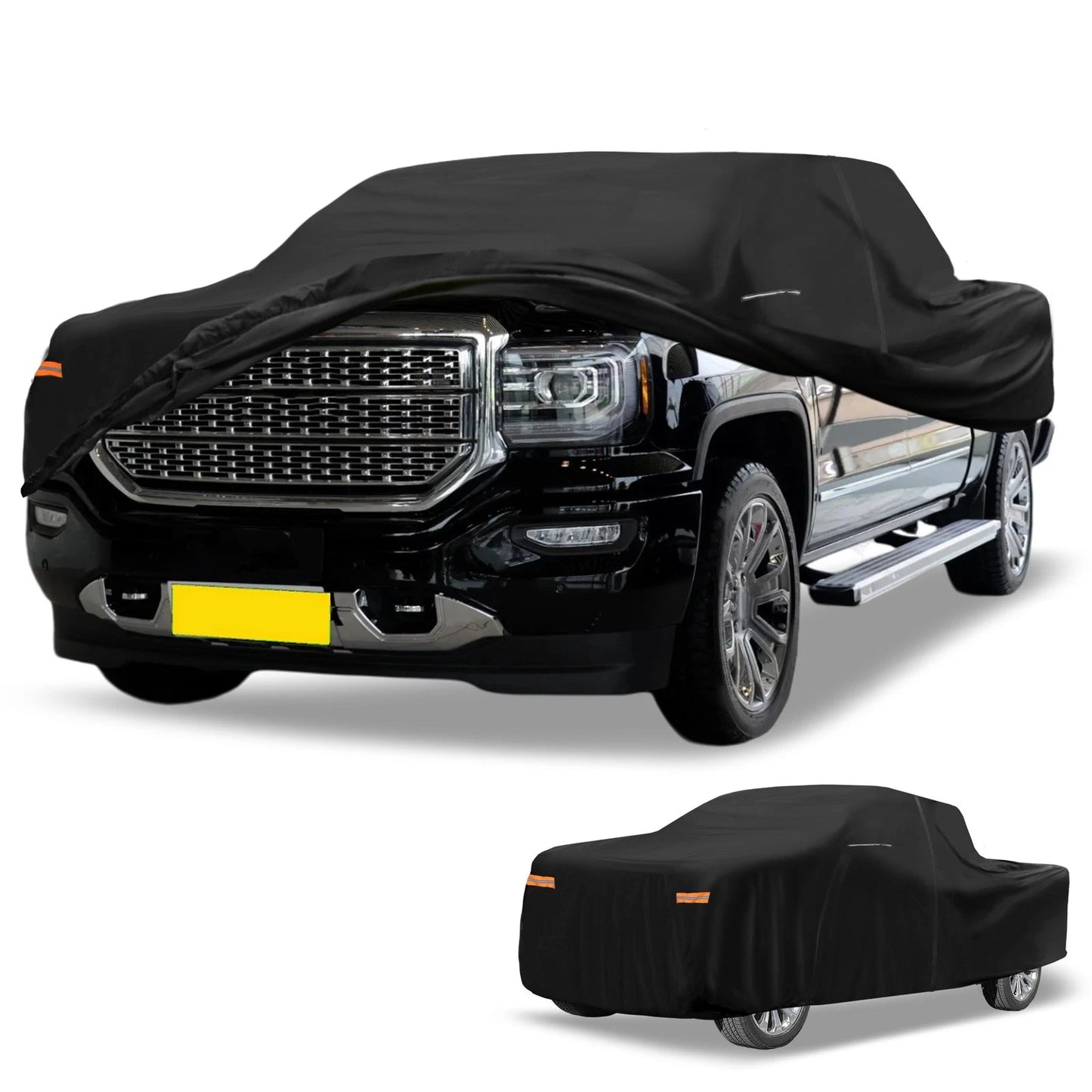 210D-PU Car Cover Waterproof All Weather for GMC Sierra Black with Zipper