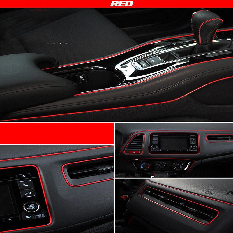 16ft Red Car Interior Door Gap Edge Line Molding Trim