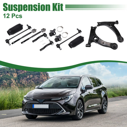 12pcs Front Suspension Control Arm Tie Rod Ends for Toyota Corolla (2003-2008)