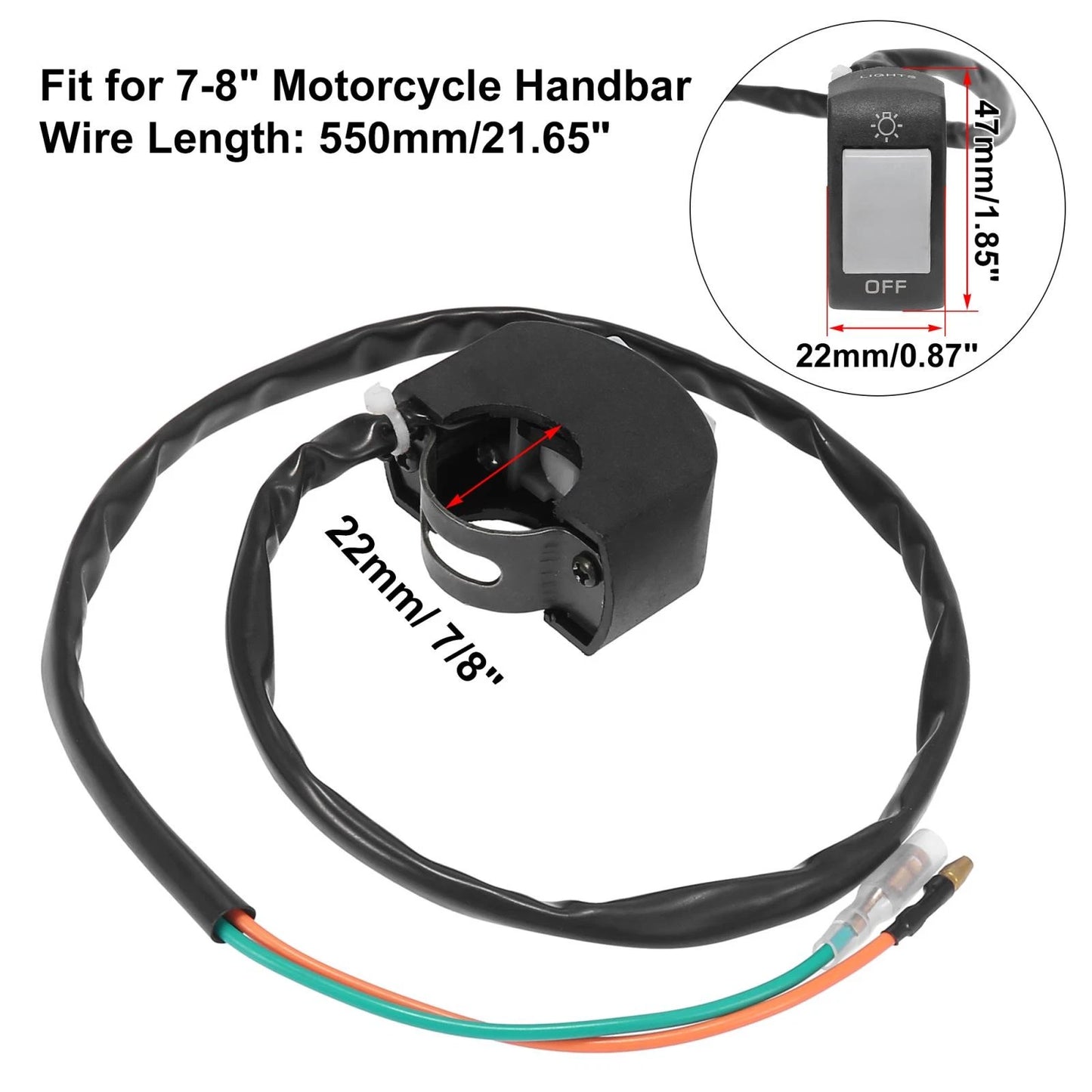 Handlebar Switch / 7/8" / Headlight Toggle Gray for Motorcycle