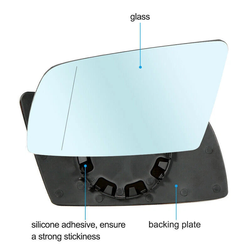 Heated Blue Left Wing Mirror Glass for BMW E60 E61 E63 E64 525i 530i (03-10)
