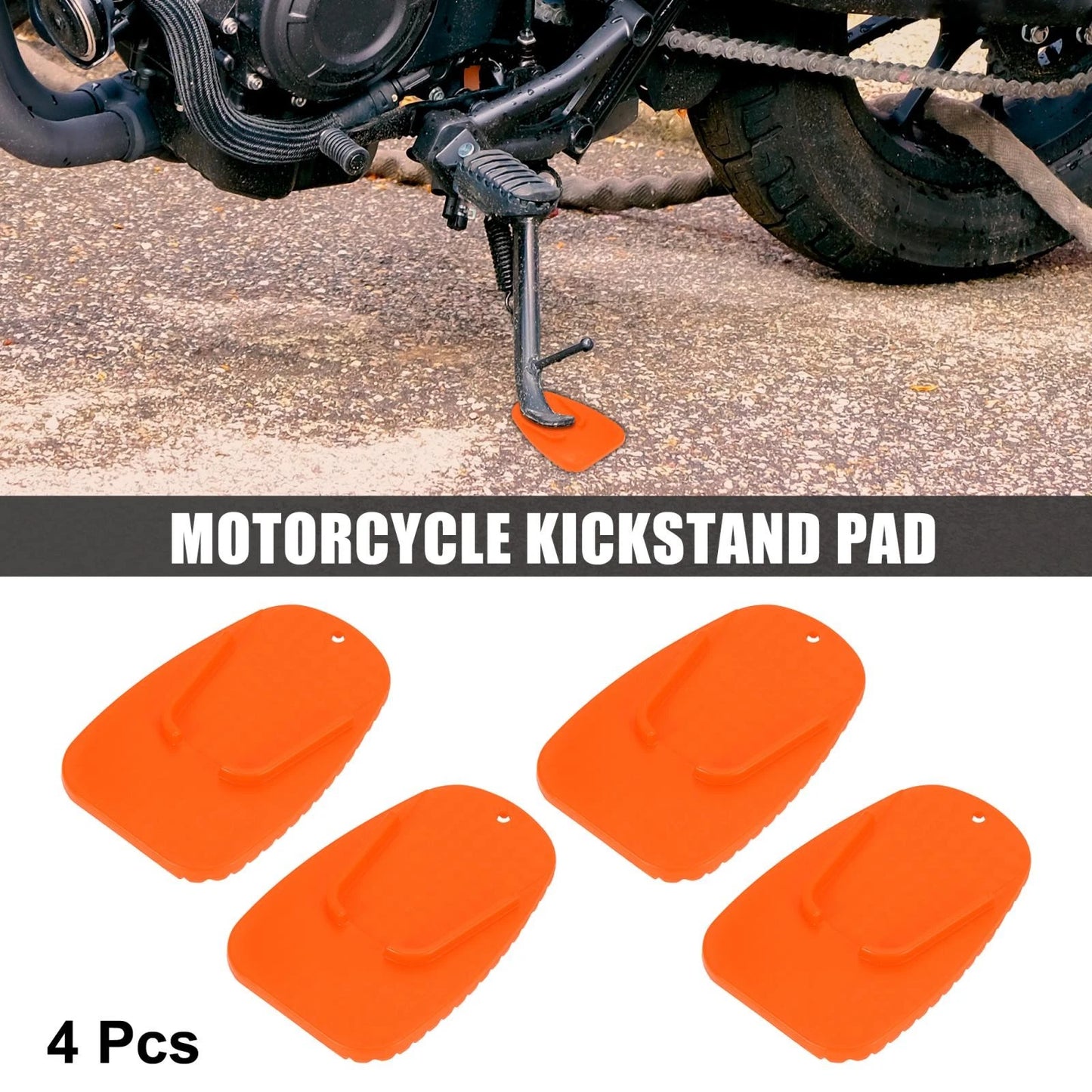 4pcs Kickstand Plate Pad Side Stand Extension Pad Orange for Motorcycle