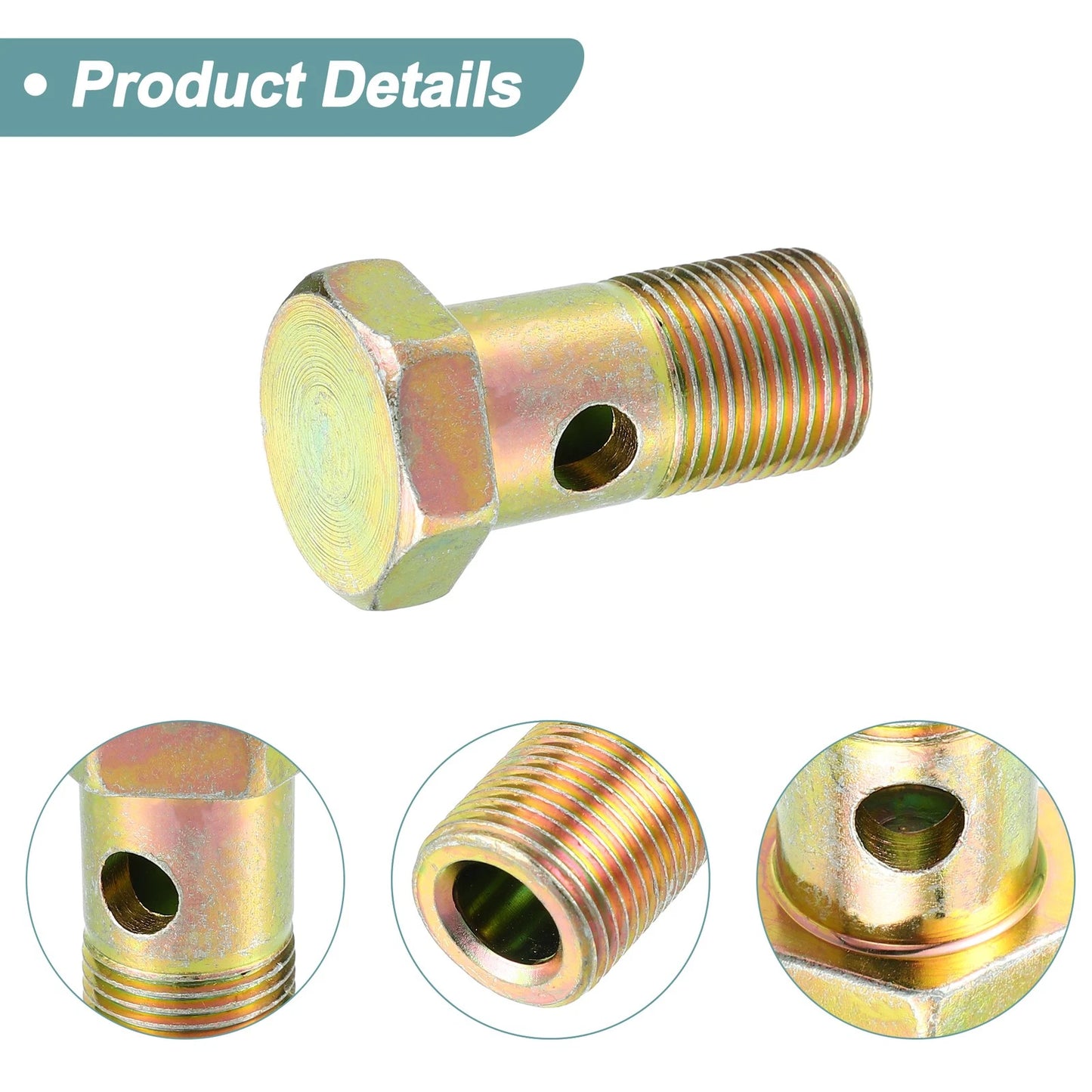 2 Pcs G3/8 40mm Length Hollow Bolt Screws Imperial Thread for Motorcycle