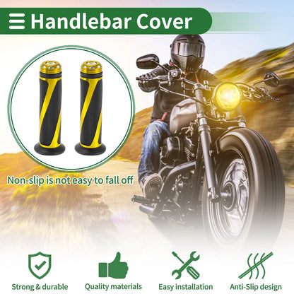7/8" 22mm Motorcycle Hand Grips Rubber Yellow for All Makes/Models