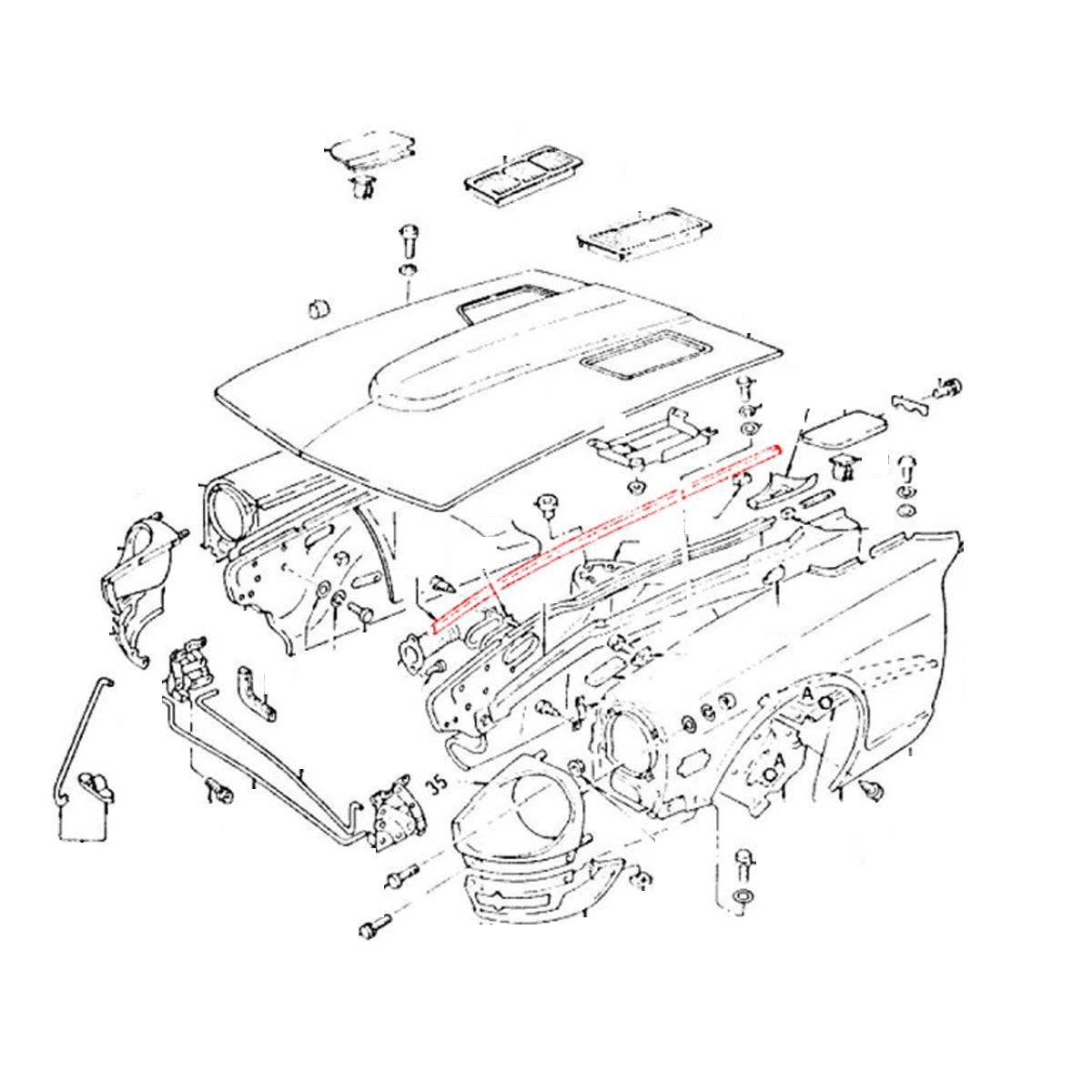 Front Inner Fender Weatherstrip for Nissan Datsun Fairlady Z S30 1970-1978