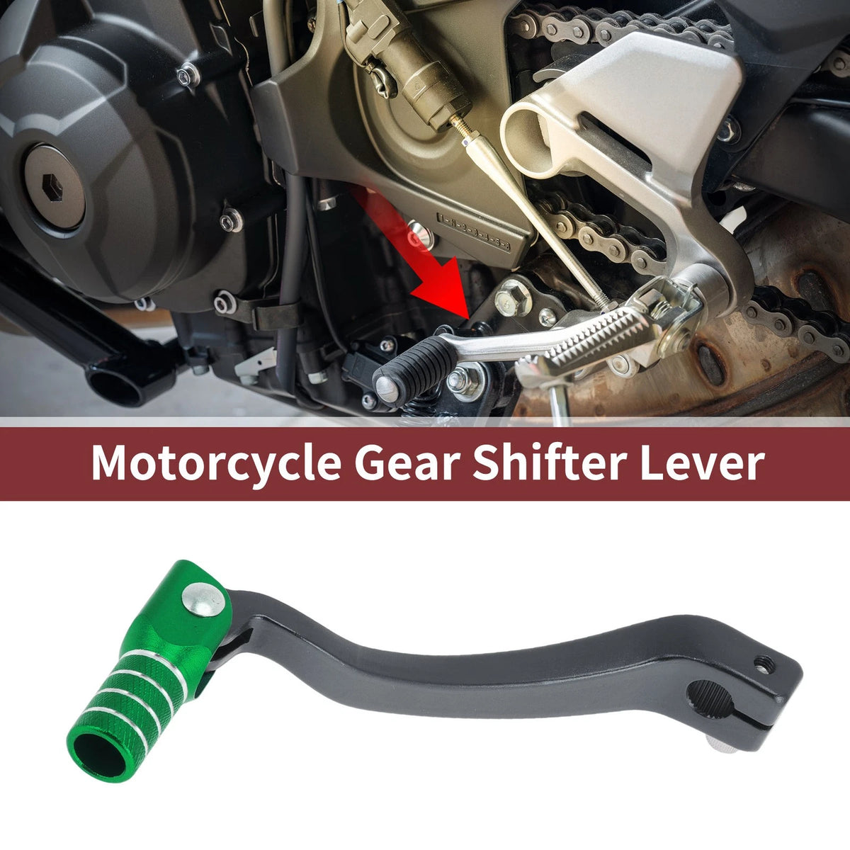 Folding Motorcycle Gear Shifter Lever Titanium Tone Green for Kayo T6