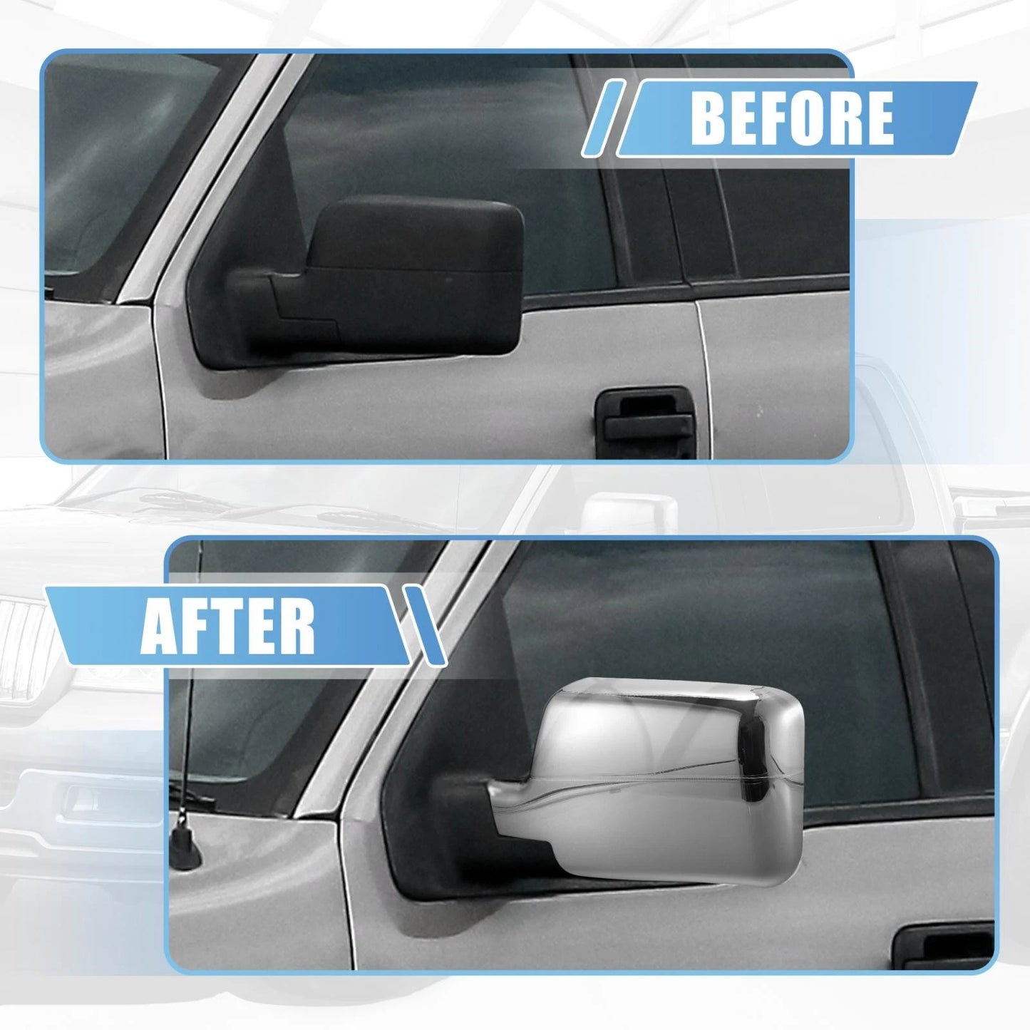 Chrome Plated Power Full Mirror Cover Caps for Ford F150 (2004-2008)