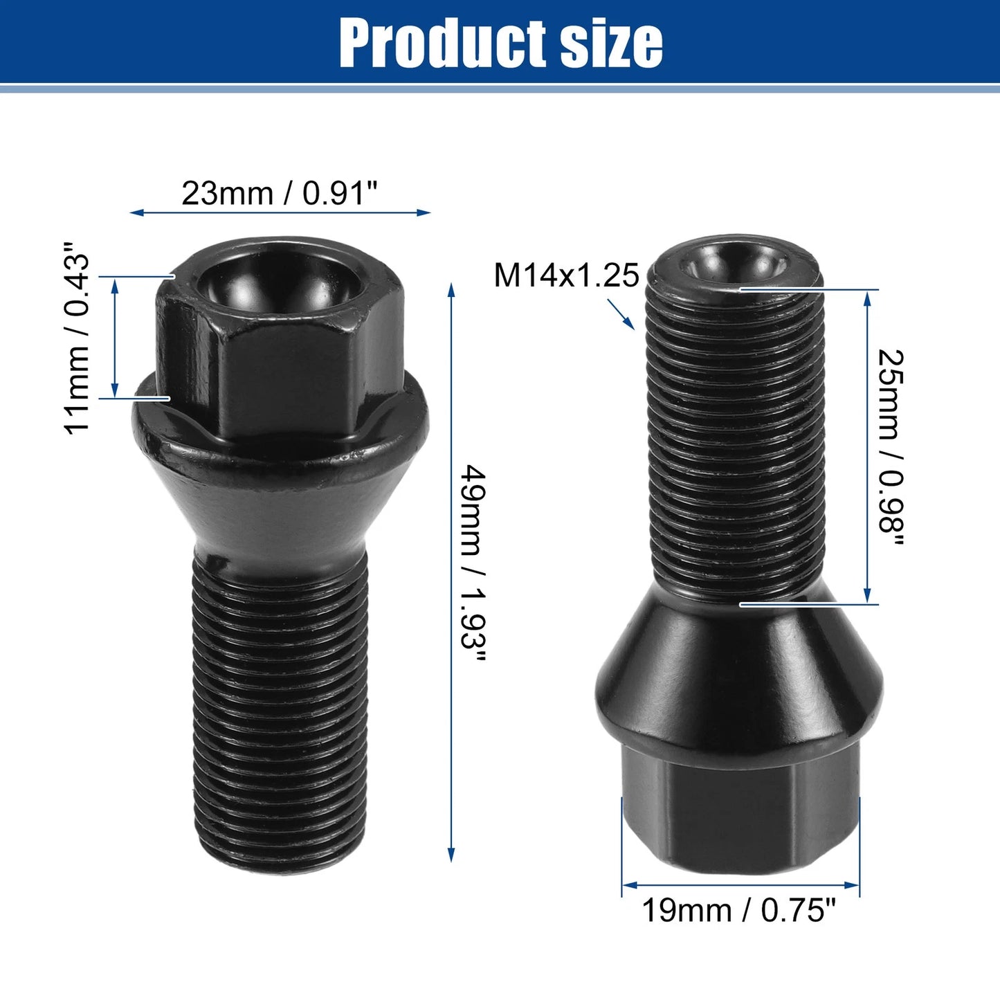 20 Pcs M14x1.25 Vehicle Wheel Lug Bolt Nut for BMW E46 325 E90