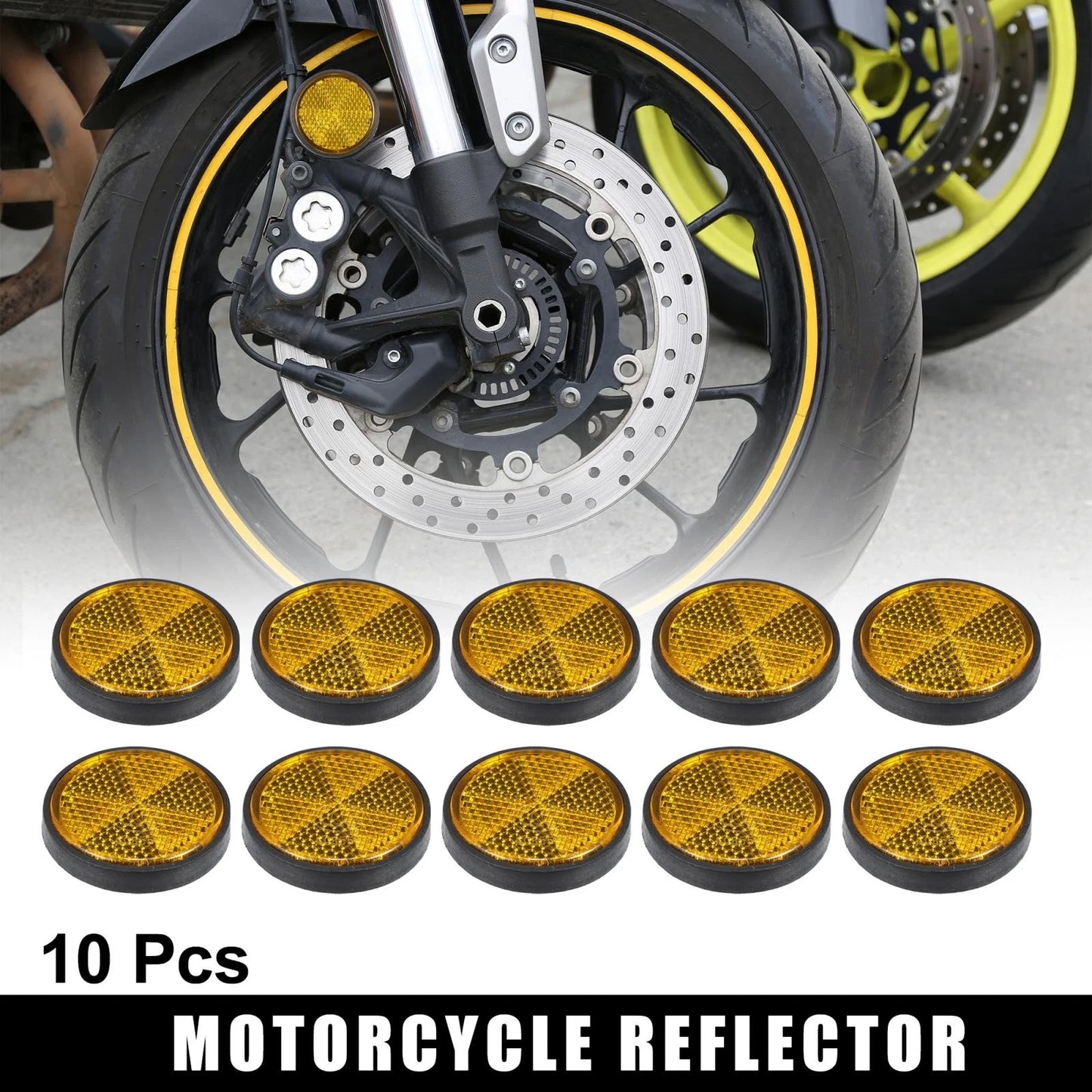 10 x Orange Universal Screw Mount Round Warning Reflector for Motorcycle