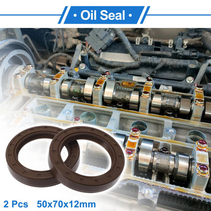 Oil Seal Rotary Shaft Seal FKM Rubber 50x70x12mm Brown 2 x for Make Model