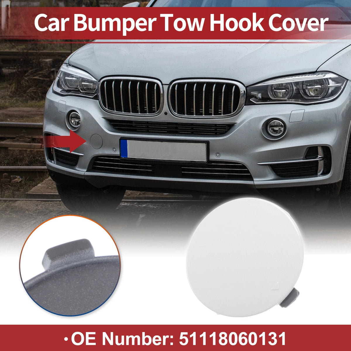 Tow Hook Cover for BMW X5 F15 M (2014-2018) White 1 Pc