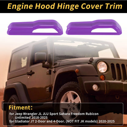 Engine Hood Hinge Cover for Jeep Wrangler JL JLU (2018-2023) - Purple