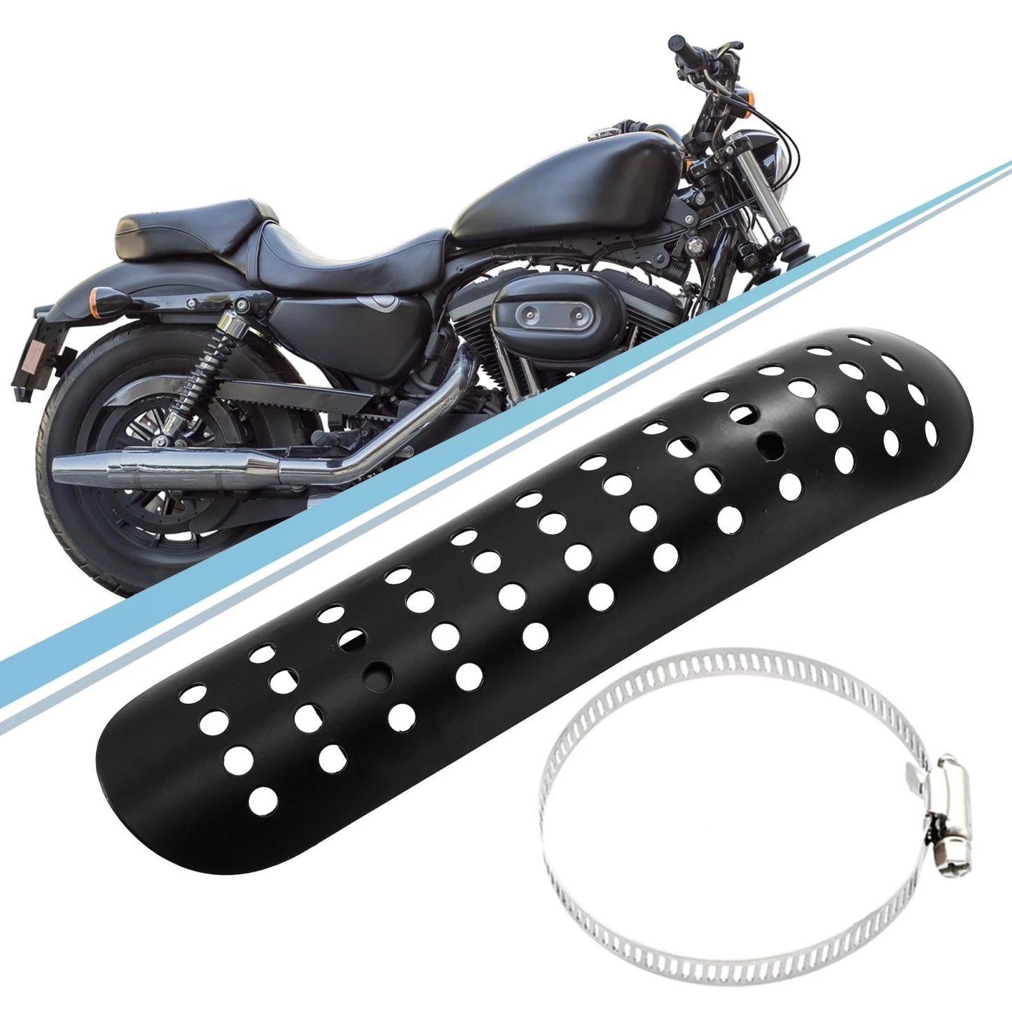 Chrome Plated Iron Exhaust Heat Shield 90-110mm Clamp for Motorcycle