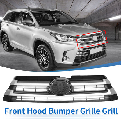 Front Upper Hood Bumper Grille for Toyota Highlander (2017-2019) Black