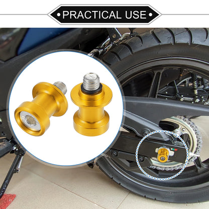 Pair 10mm CNC Swingarm Spools Sliders for Motorcycle Gold Tone