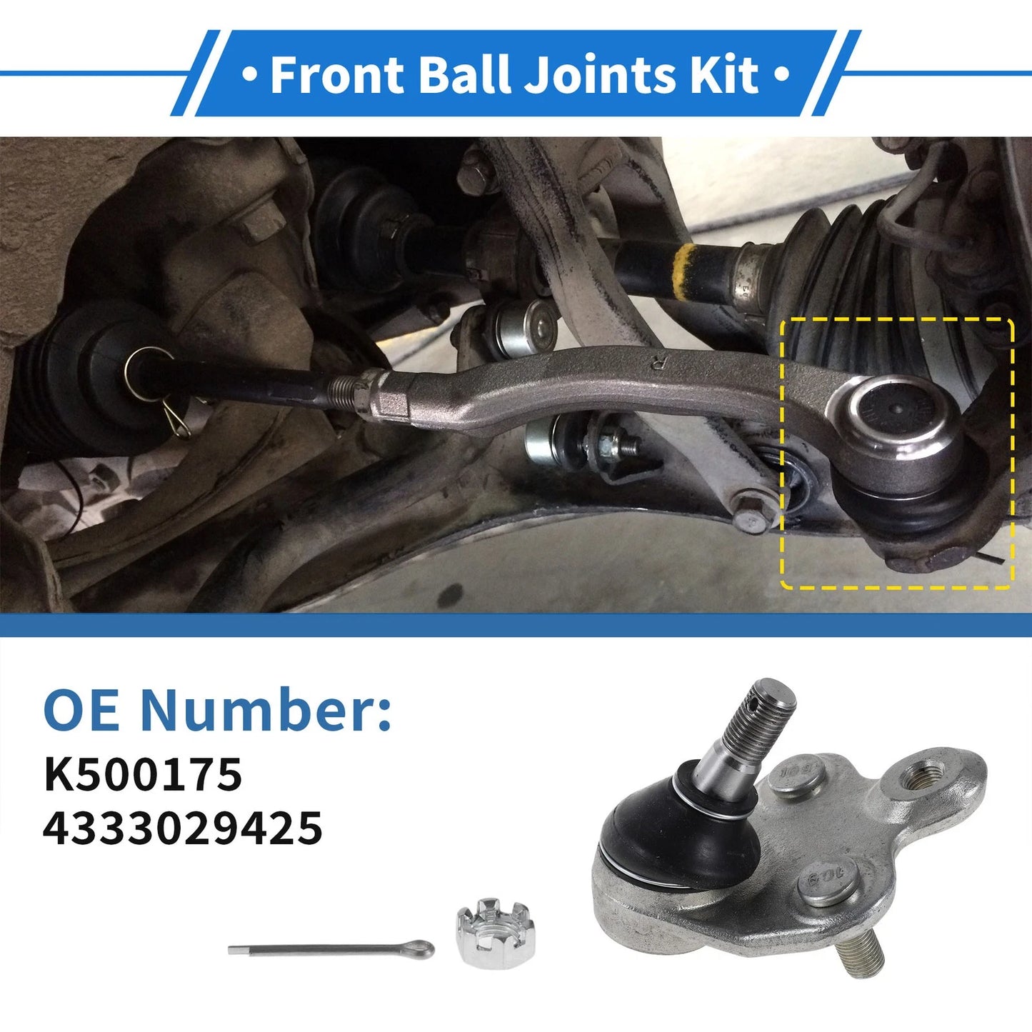 2 x Front Lower Ball Joints for Toyota Corolla (2009–2019)