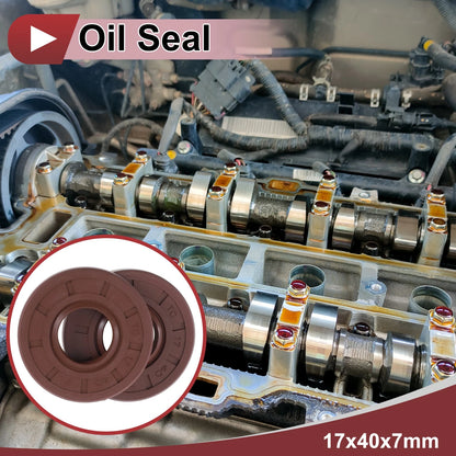 Oil Seal 2 x Seal Ring Rotary Shaft Seal FKM Rubber 17x40x7mm Brown