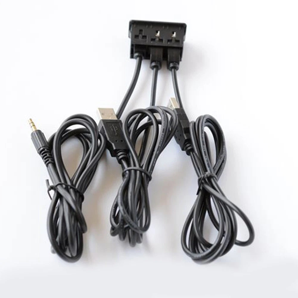 Dual USB 2.0 Car Charger with 3.3mm AUX Extension Cords