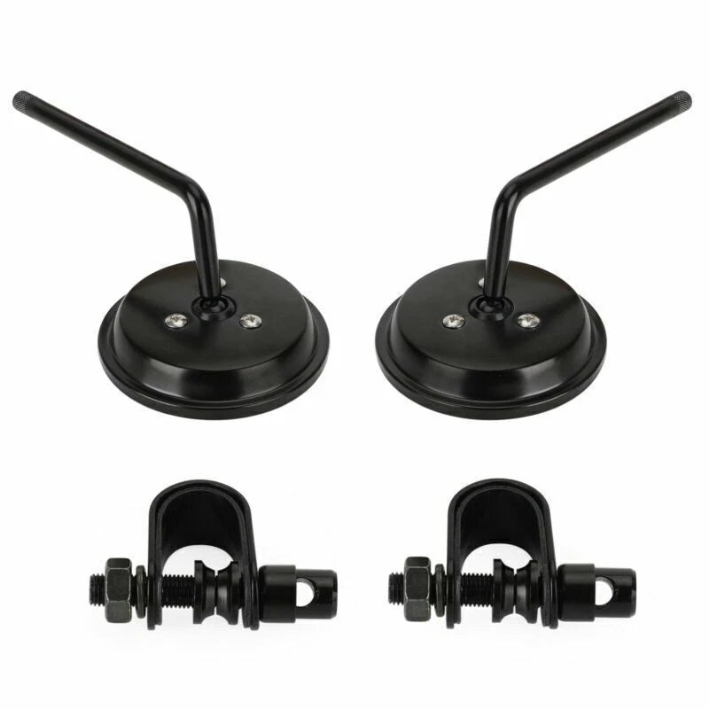 3" Round Motorcycle Mirror with Handlebar Clamp Black for Cafe Racer (2020-2023)