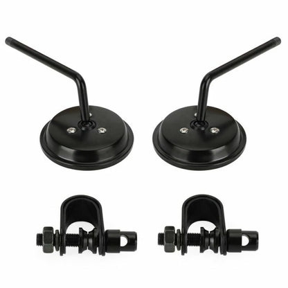 3" Round Motorcycle Mirror with Handlebar Clamp Black for Cafe Racer (2020-2023)