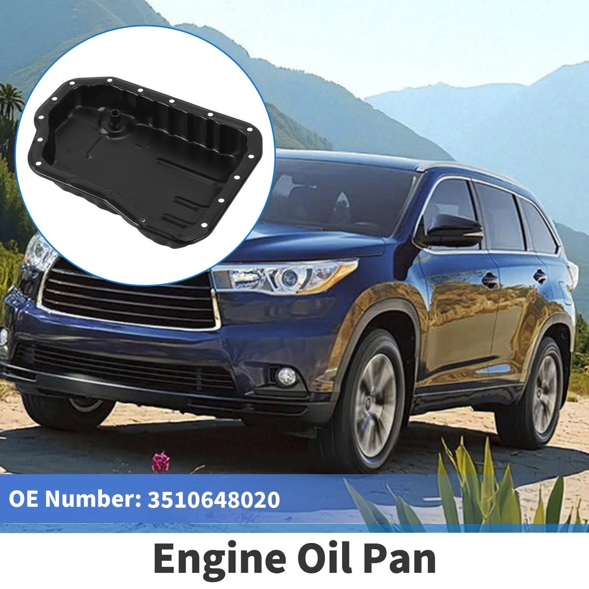 Engine Oil Pan for Toyota Highlander 2015-2021, Steel, Black, 1 x Pc