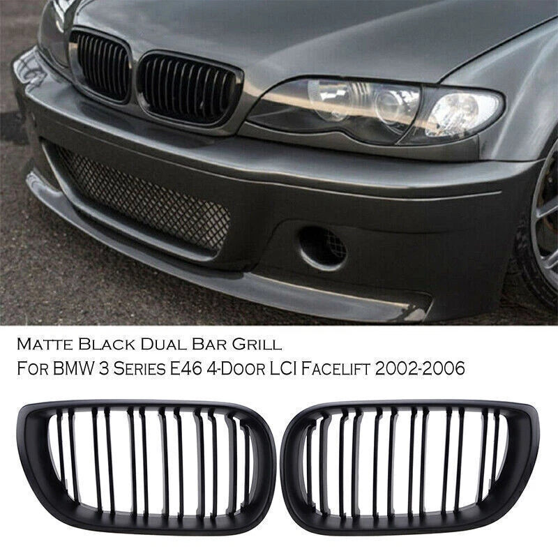 Matte Black Front Kidney Grille for BMW E46 3 Series 325Ci 330Ci 328 (2001-2006)