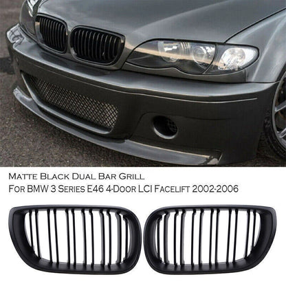 Matte Black Front Kidney Grille for BMW E46 3 Series 325Ci 330Ci 328 (2001-2006)