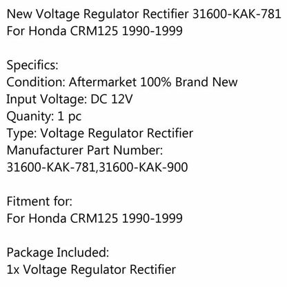 Voltage Regulator Rectifier for Honda CRM125 (1990-1999)