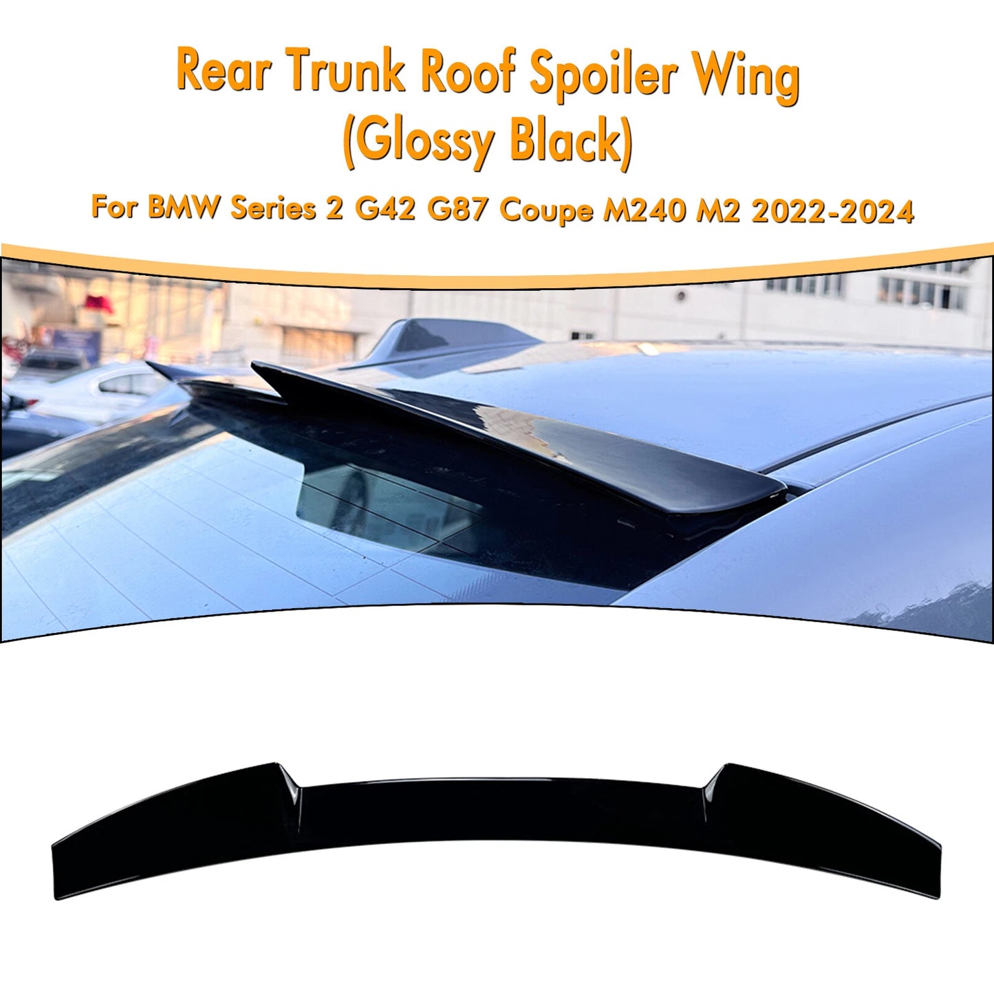 Rear Spoiler Lip for BMW 2 Series G42 G87 Coupe (2022-2024) Gloss Black