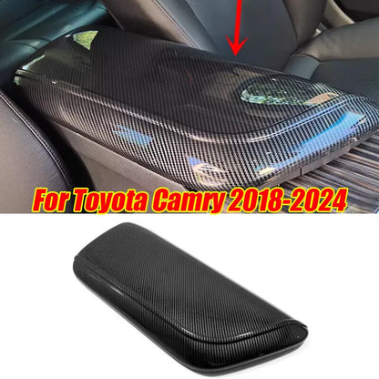 Carbon fiber armrest storage box cover trim for Toyota Camry (2018–2024)