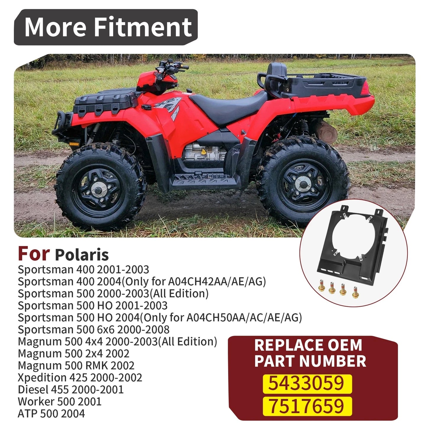 Radiator Fan Shroud for Polaris Sportsman 500 6x6 (2000–2008)