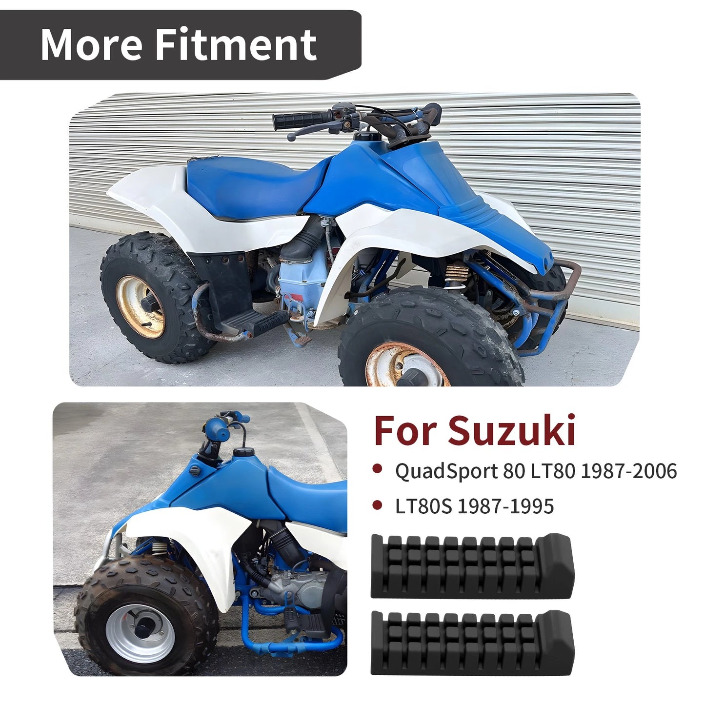 Rubber Foot Rests Pegs 2pcs for Suzuki QuadSport 80 LT80 (1987-2006)