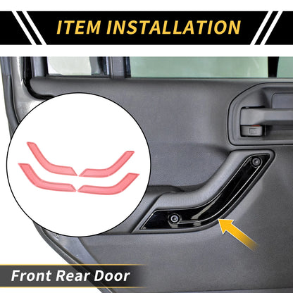 Front Rear Door Handle Bezel Cover Trims for Jeep Wrangler JK JLU (2018-2023)