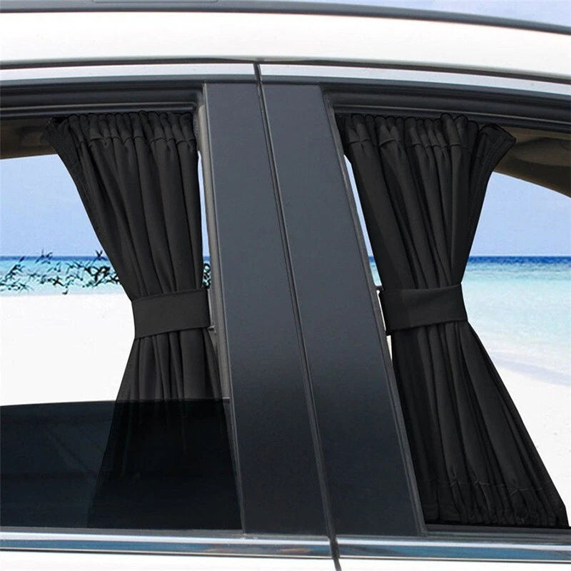 2pcs Adjustable Car Window Anti-UV Sun Shade Drape Visor Curtain Valance